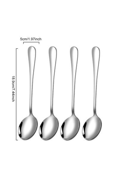 Choice 18.9cm Silver Stainless Steel Tea Spoons Set Of 4 Espresso Spoon Durab...