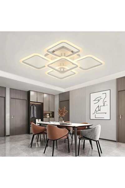 Elektroyou MS72005- 4+1 Modern 3 Renk Ledli Beyaz Plafonyer Lüks 5'Li Ledli A...