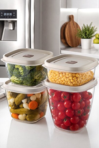 espashome 4-Piece Square Vacuum Sealed Storage Container / 1/1.5/2/2.5 Lt / B...