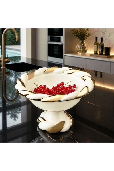 elif aksesuar Gebo Gold Detailed Deep Footed Round Bowl 29*29*17.5