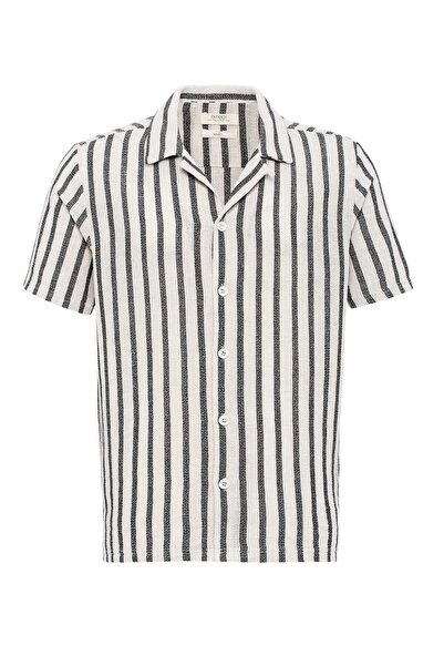 S13 Store Apaş collar knitted short sleeve men's shirt
