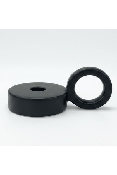 AKDC Contemporary Round Black Ceramic Candle Holder with Handle for Elegant T...