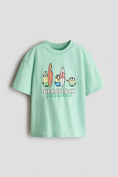 H&M Baskılı Oversize Tişört
