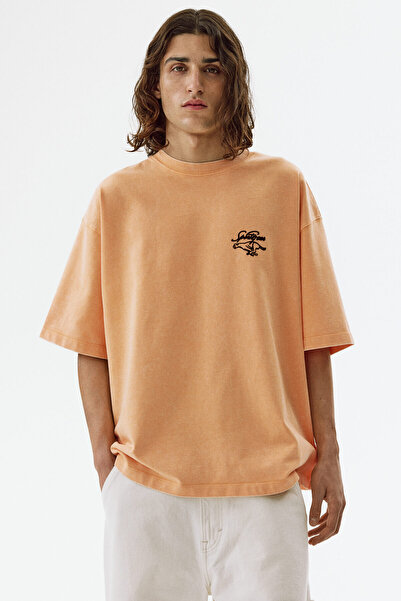 H&M Pamuklu ve Baskılı Tişört Oversized Fit