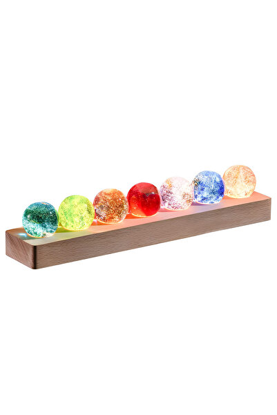 Velaris Crystal Ball Desk Lamp 7x on Wooden Base - Relaxing Ambiance