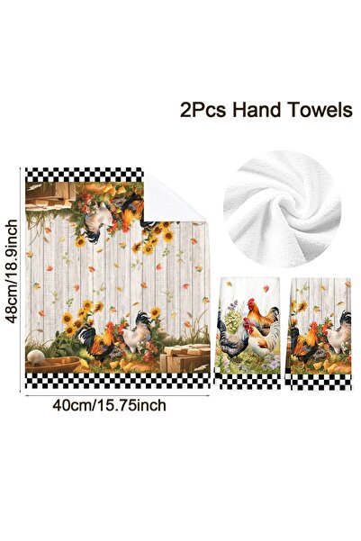 Choice 347 2pcs/set Rooster Kitchen Towels Watercolor Dish Towel Polyester Ha...
