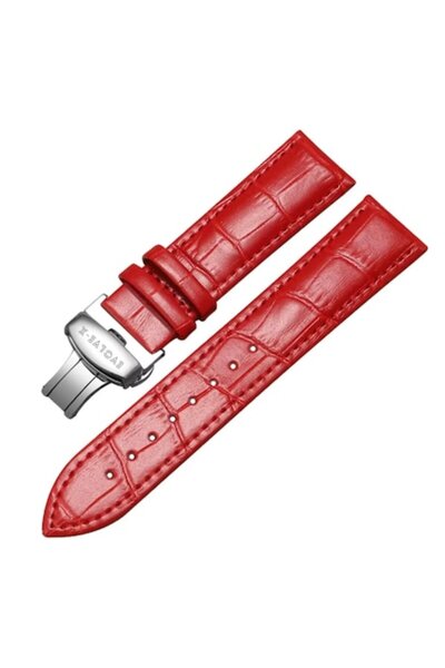 Evolve-x ® leather smartwatch strap, 20mm, Quick release system, butterfly me...