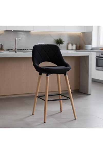 Kdhome Premium BarLuxe Nova High Bar Stool, With Backrest, Wooden Legs, Round...