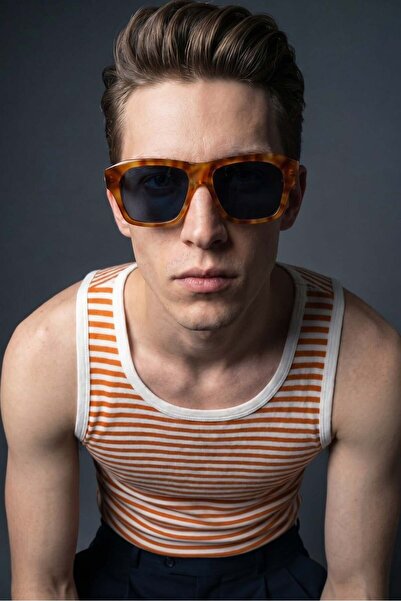Bilge Karga Seya Orange Leopard Blue Men's Sunglasses