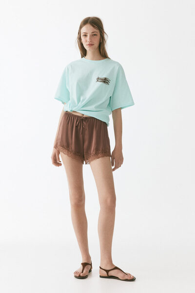 H&M Baskılı Oversize Tişört