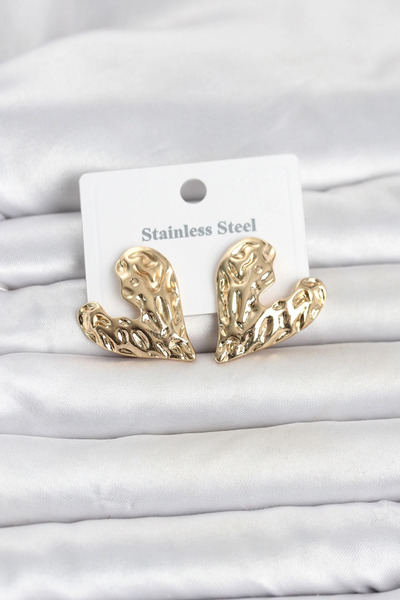 Generic Brand 316L Steel Gold Color Heart Model Women's Earrings