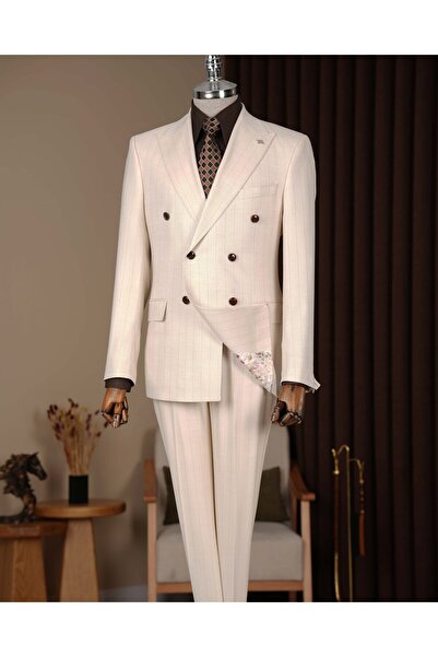 TerziAdemAltun Italian Style Men's Double-Breasted Pointed Lapel Jacket Pants...