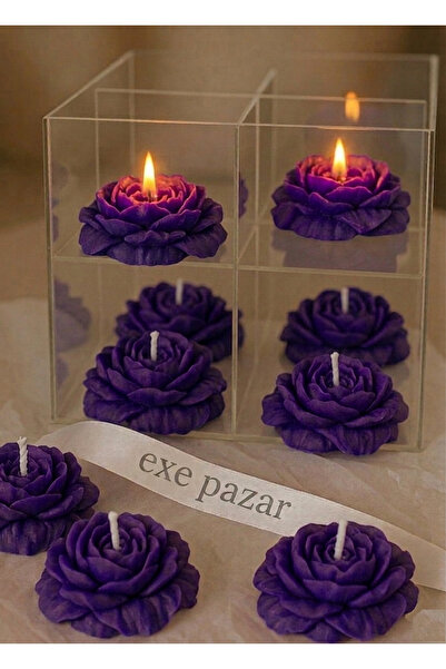 exemum EXE PAZAR Dekoratif Lavanta Kokulu Şakayık Çiçeği Mumu(5ADET)-Hediyeli...