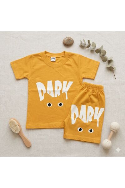 Victorino Set Vară Copii "Dark Eyes" – Tricou și Pantaloni Scurți galbeni, Bu...