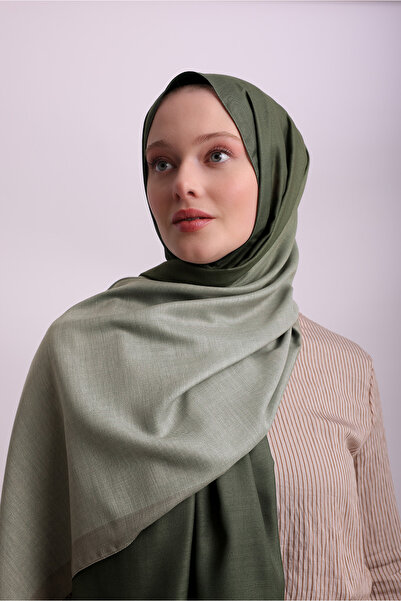 Ayshara Color Gradient Patterned Double-Sided Shawl - Green