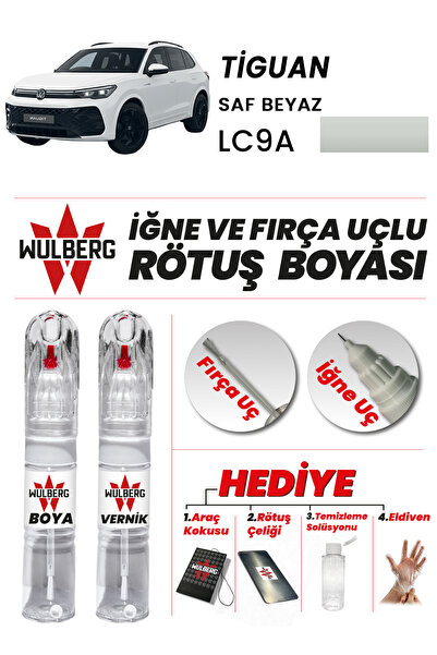Wulberg Volkswagen Tiguan Saf Beyaz LC9A Rötuş Boya 25 ml + Vernik İğne & Fır...