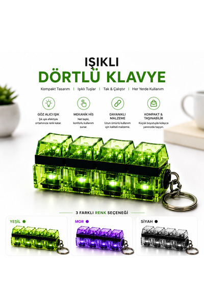 MİNDO Işıklı Dörtlü Mini Klavye Anahtarlık