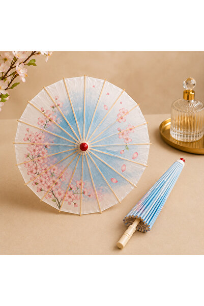 hediyeconcepti Japon Şemsiyesi Dekoratif Çiçek Desenli Ahşap Saplı Uzak Doğu ...