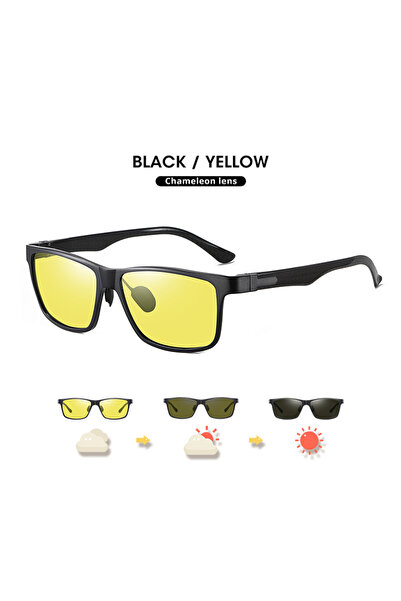 Choice Black frame-yellow Top Carbon fiber Square Driving Photochromic Polari...