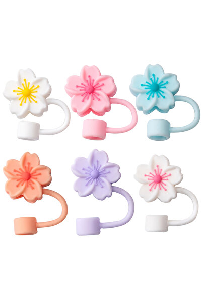 Choice1 6pcs 4/6Pcs Silicone Straw Tips Protectors 10mm Cute Straw Tips Lids ...