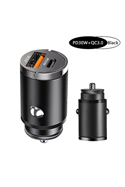Choice شاحن سيارة صغير أسود بقوة 100 واط مع شحن سريع PD30W لهواتف آيفون، شاحن...