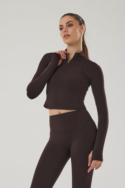 Exuma KADIN UZUN KOLLU CROP SPOR ÜST 4018-E
