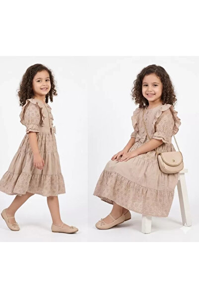 DMR Elegance 5/9 Years Old Jacquard Cotton Children's Dress with Bag
