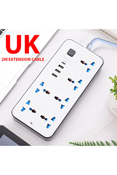 Choice UK White Universal Plug Multi Tap Power Socket USB Type C Socket Power...