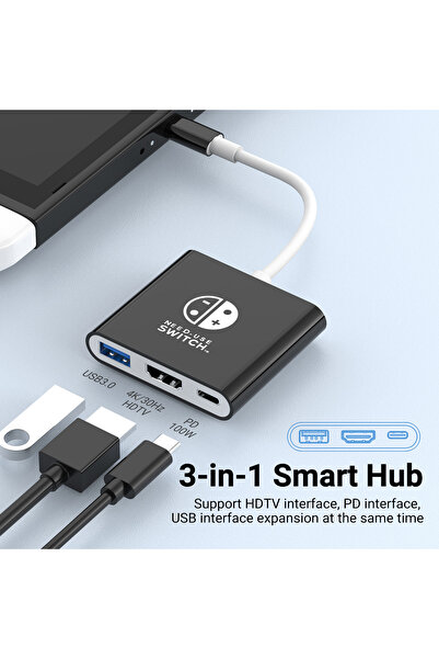 Choice1 محول USB C إلى HDMI 4K ثلاثي الوظائف 4K30Hz، محول من النوع C، محول ثا...