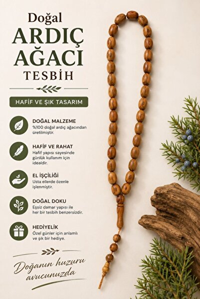 BLM WATCH Doğal Ardıç Ağacı Tesbih Hafif Şık Tasarım