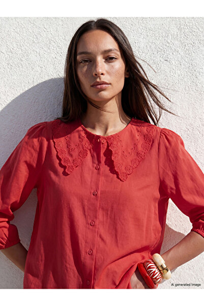 LC Waikiki Nevavm Farkıyla Bebe Collar Muslin Women's Shirt