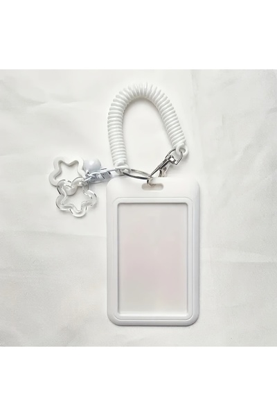 Choice WHITE Retractable Card Holder Keychain Star Pendant Cute Cartoon Patte...