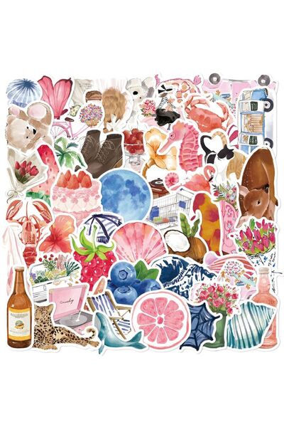 Choice1 50pcs 50/100pcs Watercolor Diary Aesthetics Graffiti Stickers Phone G...