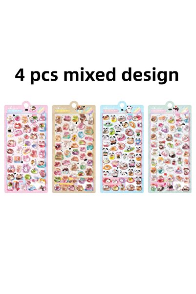 Choice 4 قطع بتصميمات متنوعة، 1 قطعة/4 قطع، ملصقات حيوانات لطيفة ثلاثية الأبع...
