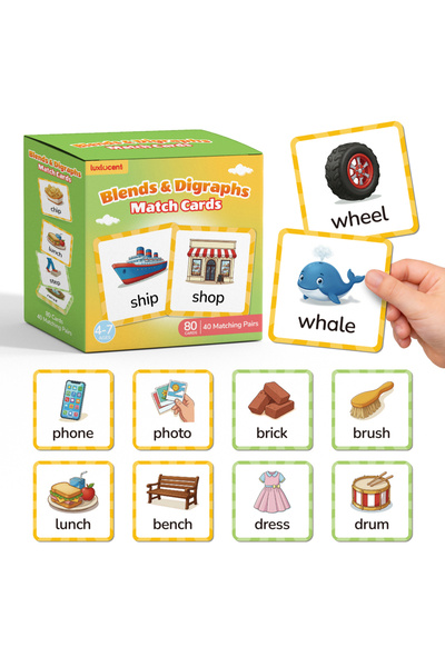 Choice 1set(80pcs) 80pcs Blends & Digraphs Rhyming Words Flash Cards, Memory ...