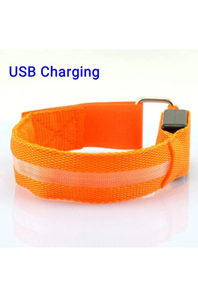 Choice4 Orange Night Running Armband LED Light Outdoor Sports USB Rechargeabl...