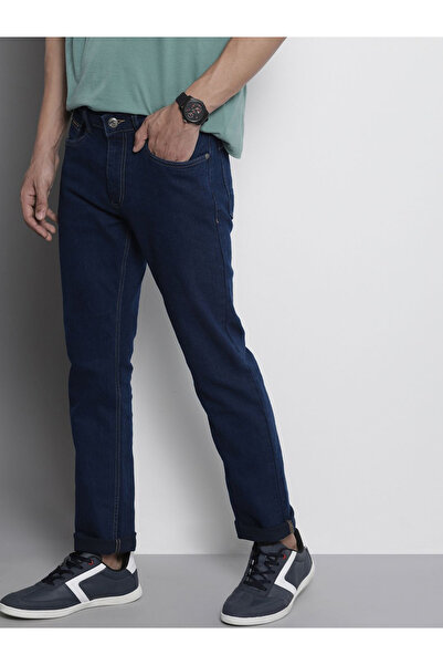 The Indian Garage Co By Styli Men Blue Slim Straight Fit Solid Jeans