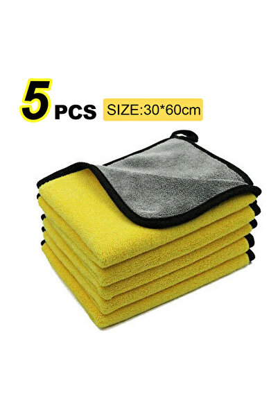 Choice1 T054-5pcs-yellow 5Pcs Car Microfiber Cleaning Towels Thicken Double L...