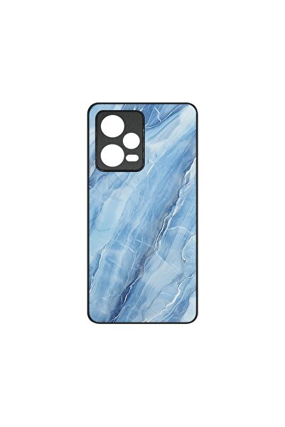 bestcase Тънък стъклен калъф, съвместим с Xiaomi Redmi Note 12 5G, Син мрамор...