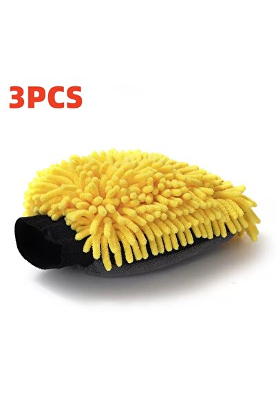 Choice1 3PCS Yellow 1/5pcs Car Washing Gloves Waterproof Microfiber Chenille ...