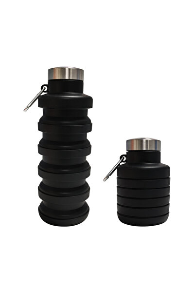 Choice6 black 1pc Collapsible Silicone Water Bottle, Reuseable BPA Free Folda...