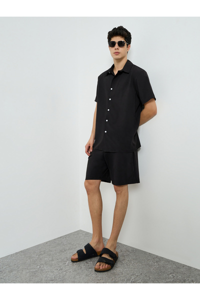 Styli Men Black Shirt and Shorts Co-Ords