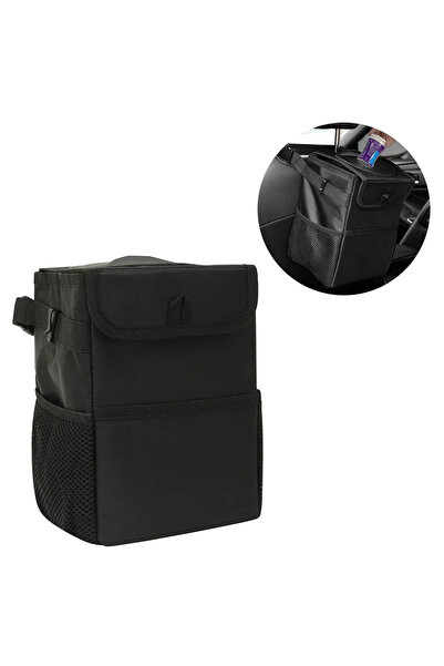 Choice >3L Black Trash Can with Lid and Storage Pockets 100% Leak Proof Organ...