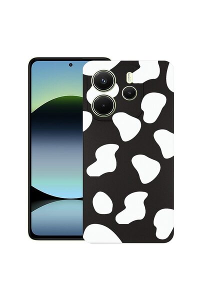 bestcase Калъф за Xiaomi Redmi Note 14, Черен, с десен на крава, Тънък силико...