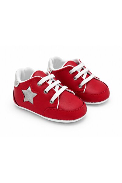 Pure Boutique Casual red baby shoes with laces and comfortable star appliqué