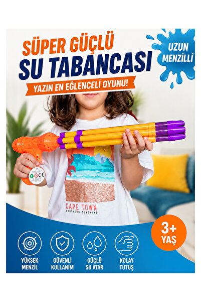 LRS STORE Oyuncak Su Tabancası 4 Atarlı 40 cm büyük Su Pompası Su Savaşı İçin...