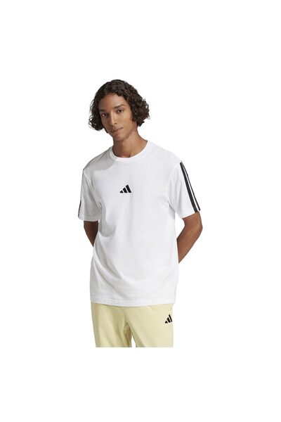 adidas Tricou bărbătesc Essentials cu 3 dungi, din jerseu simplu, mărimea M
