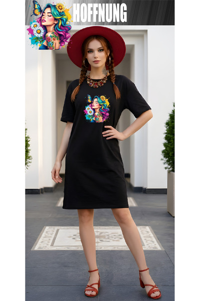 HOFFNUNG Tricou cu mânecă scurtă pentru femei, cu decolteu, rochie, cămașă de...