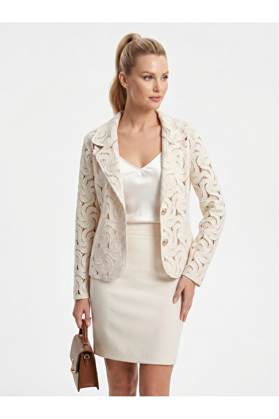 DM DİLAN MODA Women's Crochet Standard Size Buttoned Jacket