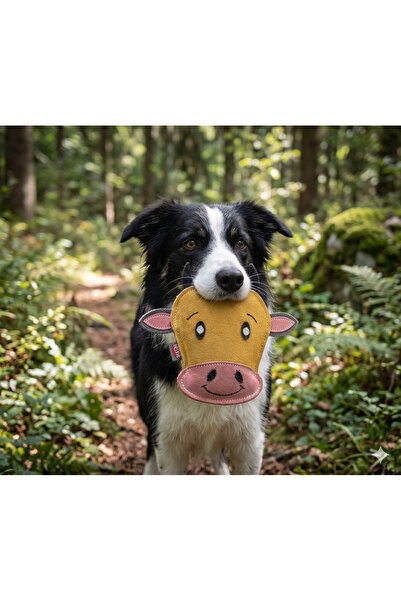 petbutik35 Original Chamois Leather Mixed Cow Head Dog Toy 17cm